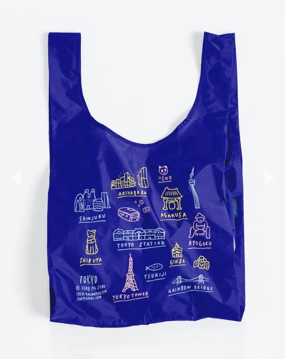 「Japan Limited」NWT BAGGU Standard Reusable Bag TOKYO MAP Cobalt Eco Tote RARE