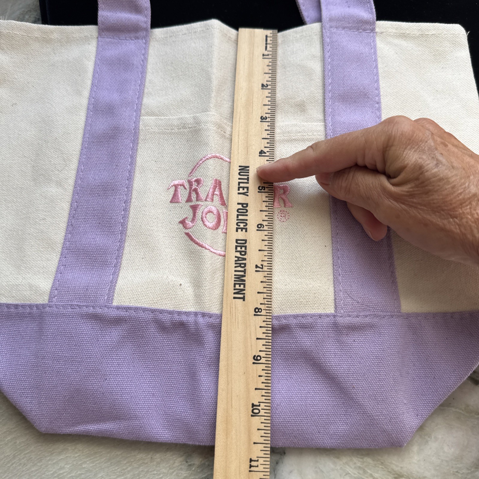 Trader Joe’s Mini Canvas Tote Bag, Pastel/Lavender – NEW
