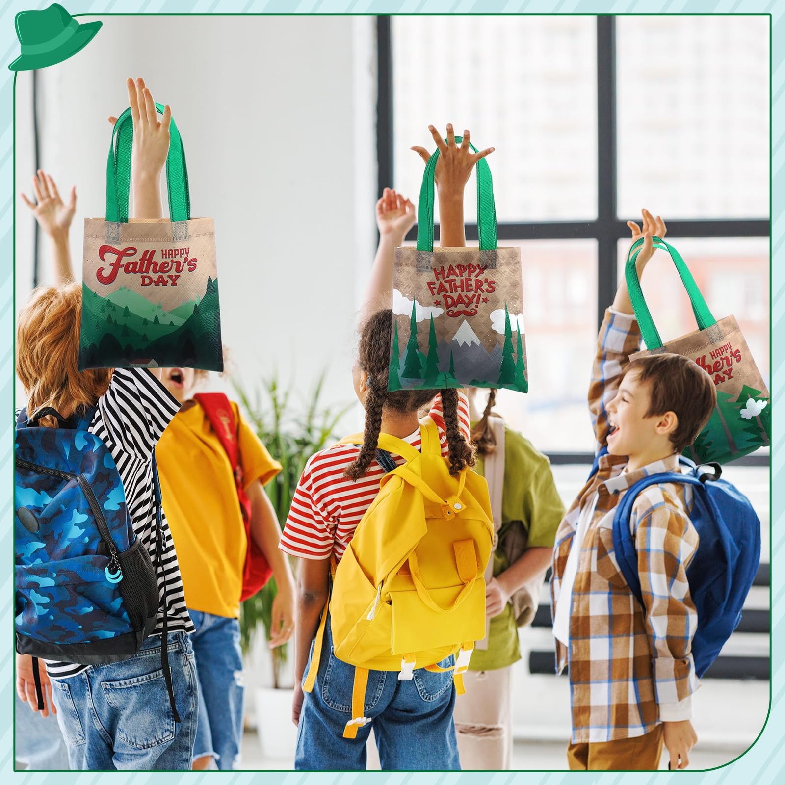 Cosblank 36 Pcs Father’s Day Tote Bags Bulk with 8 x 8 inches, Multicolor