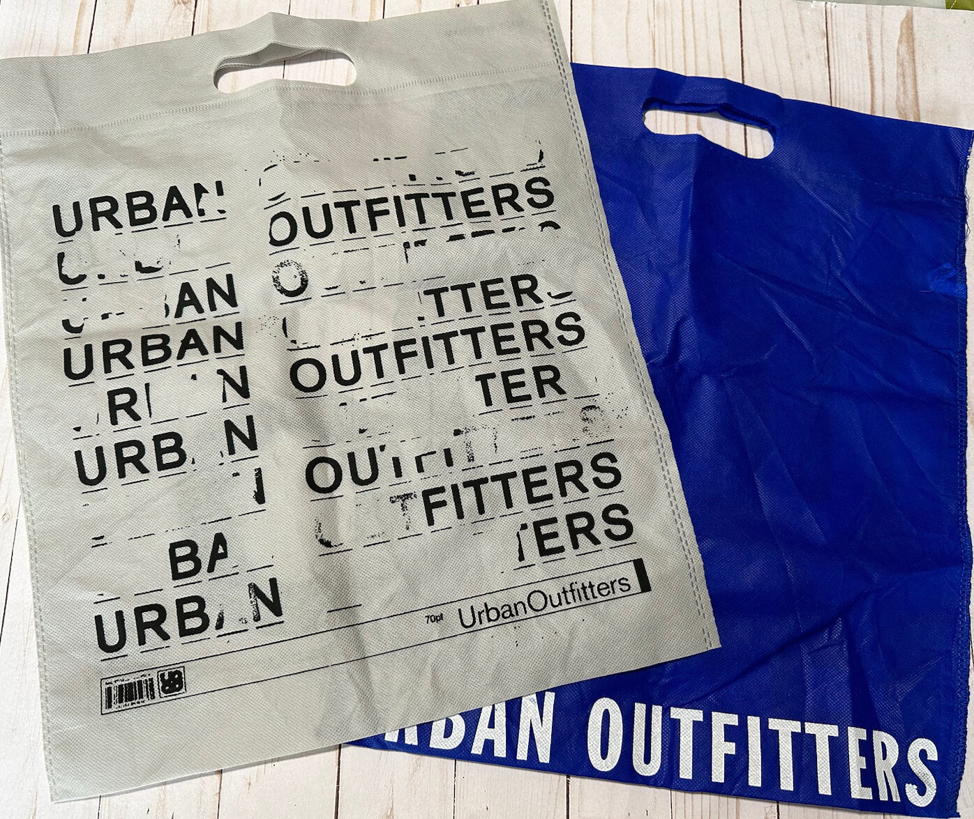 Urban Outfitters Reusable Shopping Bags Eco Tote Lot Two Gray Black Blue White