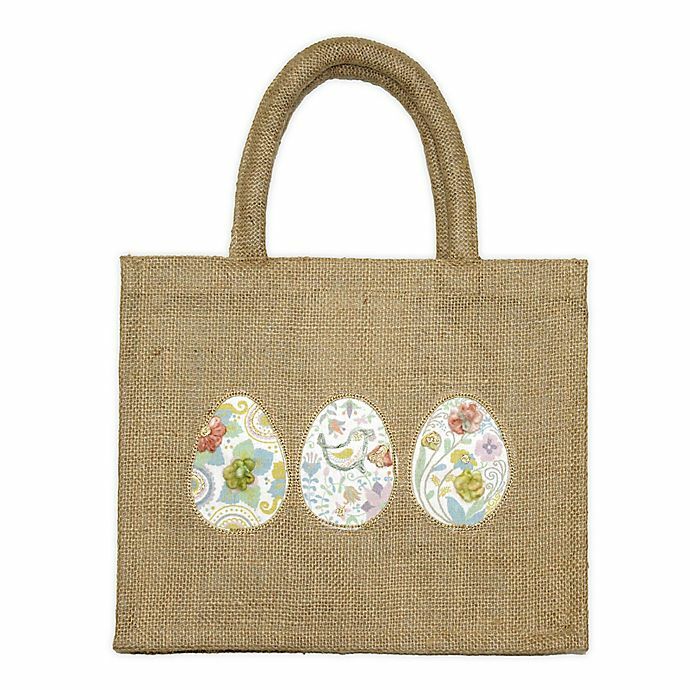 Easter Egg Embroidery Multipurpose Lightweight Jute Tote Bag 10.5″ x 9″ x 3″