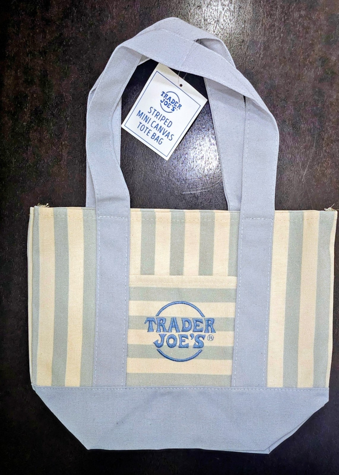 Trader Joe’s Striped Canvas Mini Tote Blue