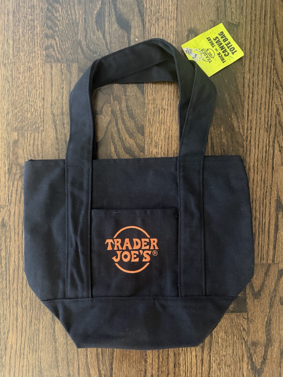 Trader Joe’s Mini Black Canvas Tote Bag Trick or Treat Halloween Limited Edition