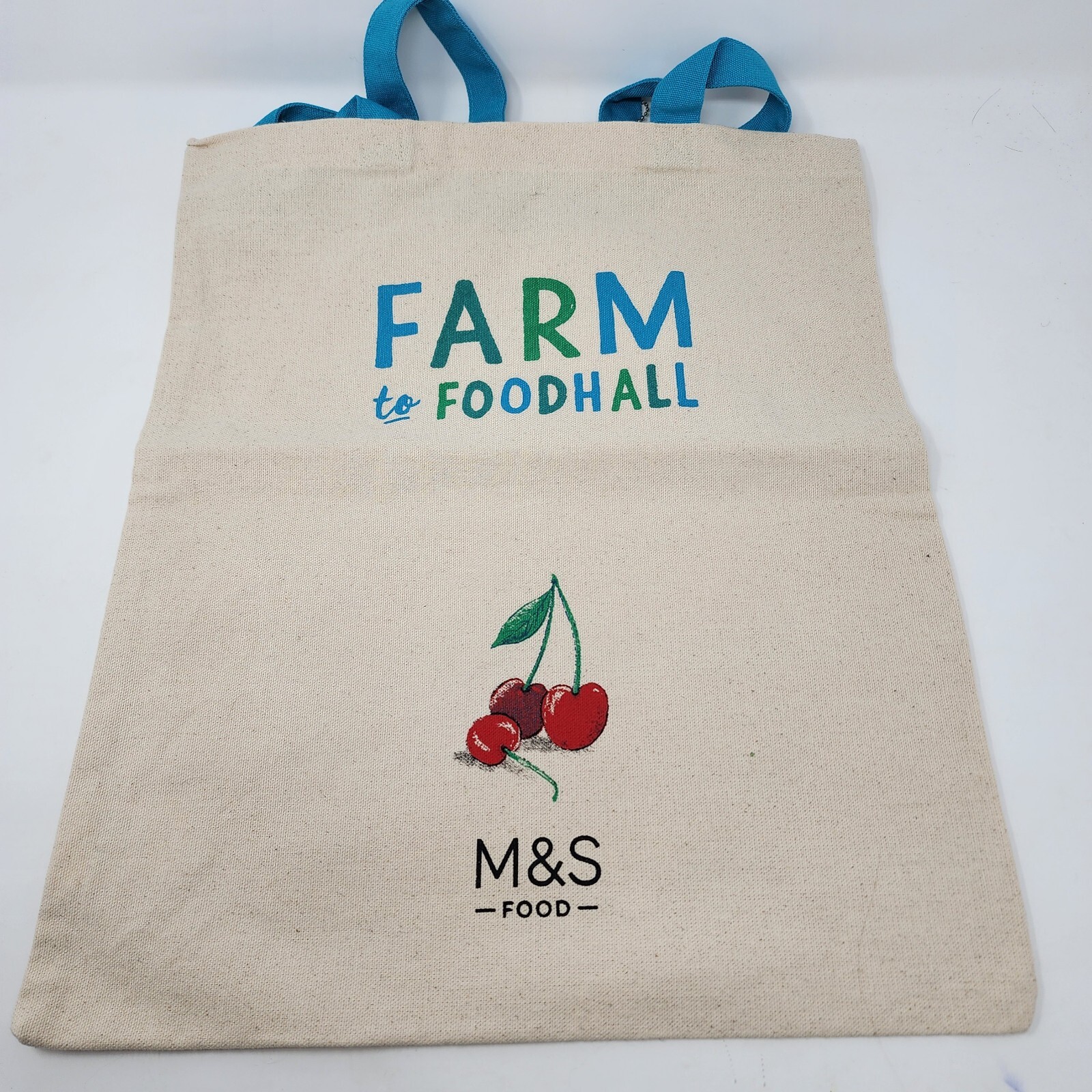 Marks Spencer Farm to Foodhall Bee Cherry Tote Bag Cotton M&S Food Green New