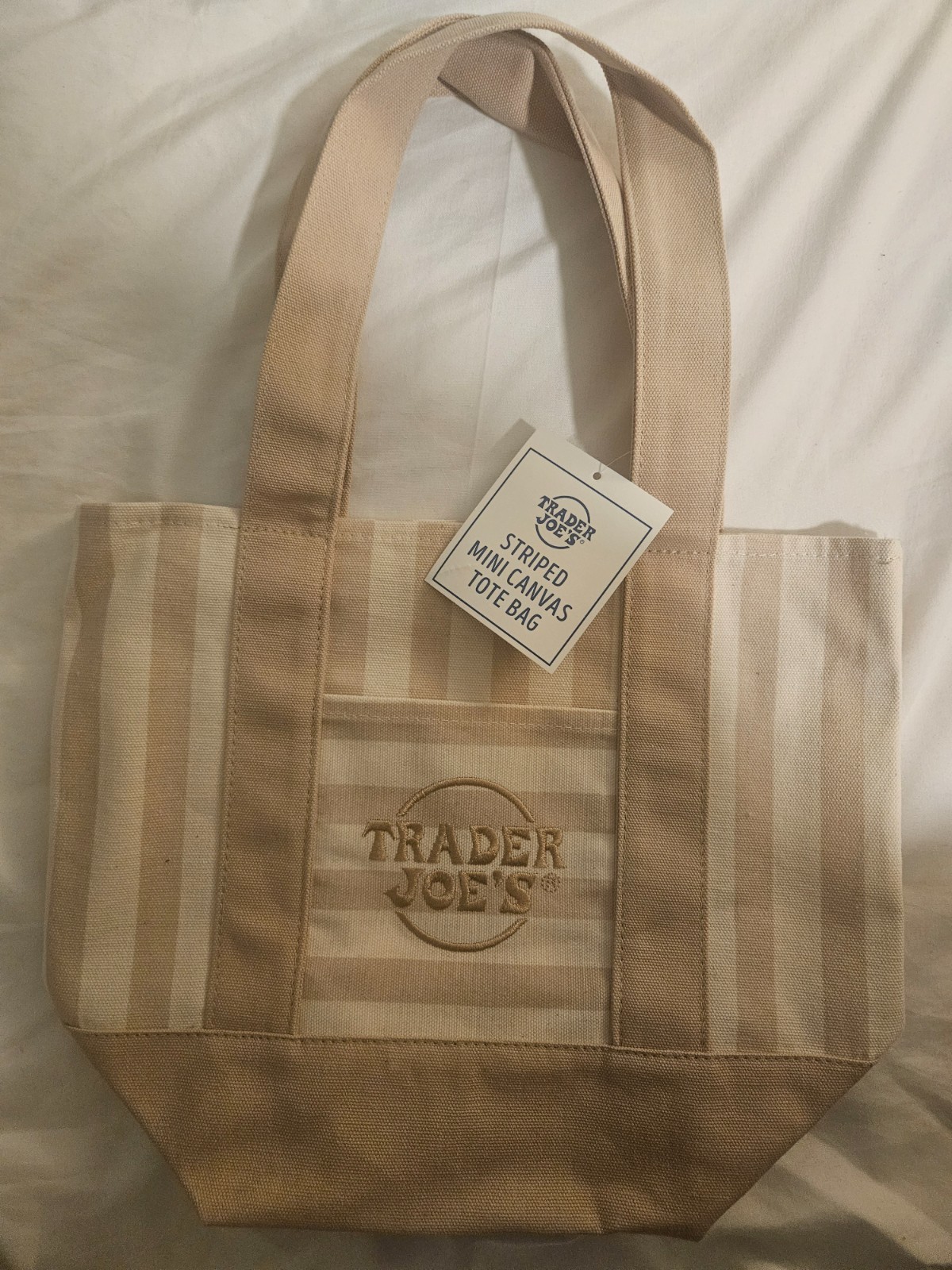 Trader Joe’s Mini Canvas Tote Bag (all colors: pink, blue, green and beige/tan)