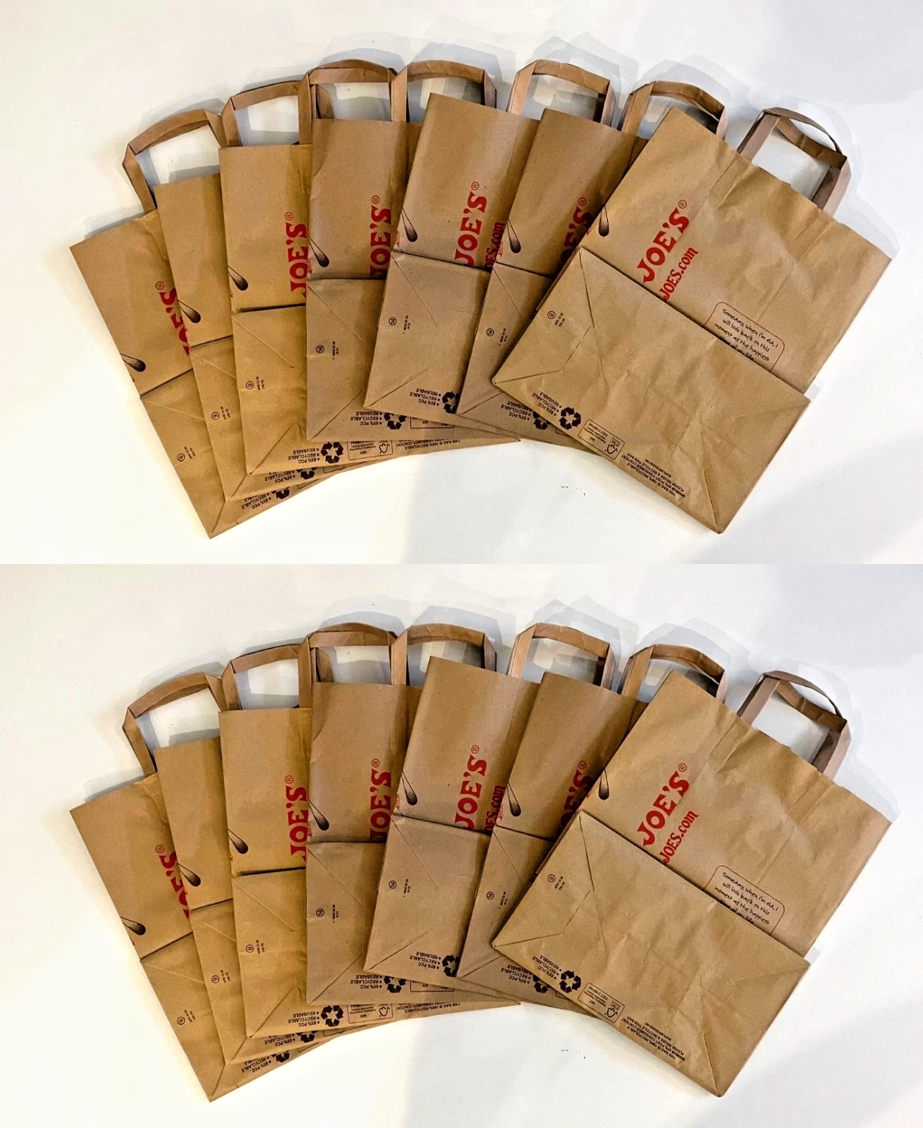 12 TRADER JOE’S BROWN PAPER GROCERY SHOPPING BAGS Size 17.5” in handle reusable