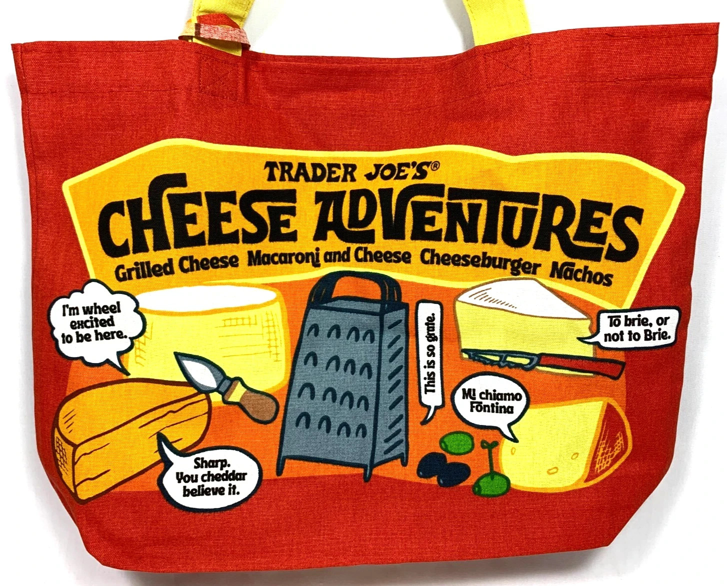 Trader Joe’s Bag Tote Canvas Authentic/ Cheese Adventures Heavy Duty & Large bag