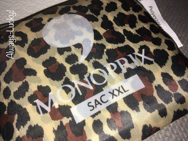MONOPRIX France Reusable Nylon Shopping Tote Eco Grocery Bag Leopard NEW