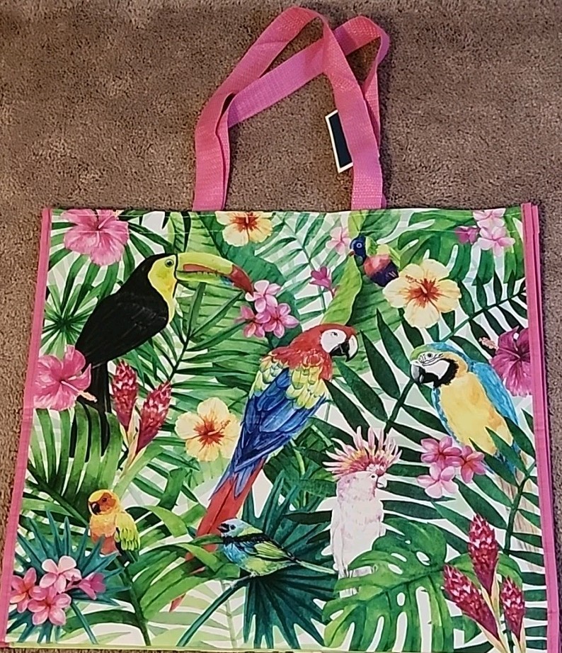 Marshalls – Tropical Birds & Flowers – Large Reusable Shopping Tote Eco Bag