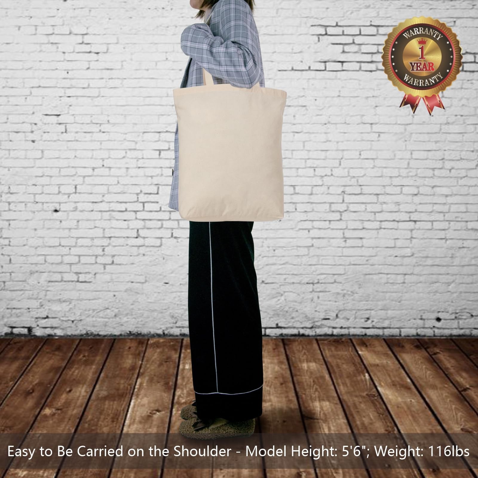 48-Pack Cotton Tote Bags with 4″ Gusset, 15″x16″x4″ Economical Lightweight Re…