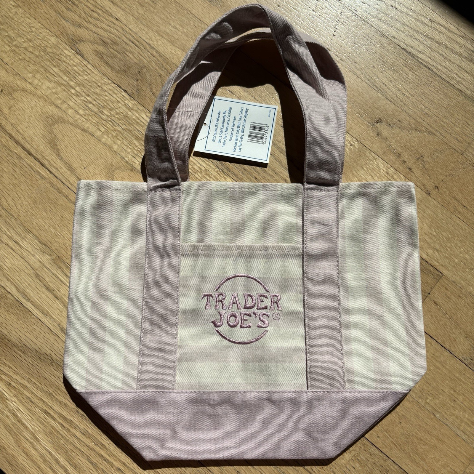 Trader Joe’s Mini Tote Bag Pink Striped Canvas Summer 2026 | NWT | Fast Ship!
