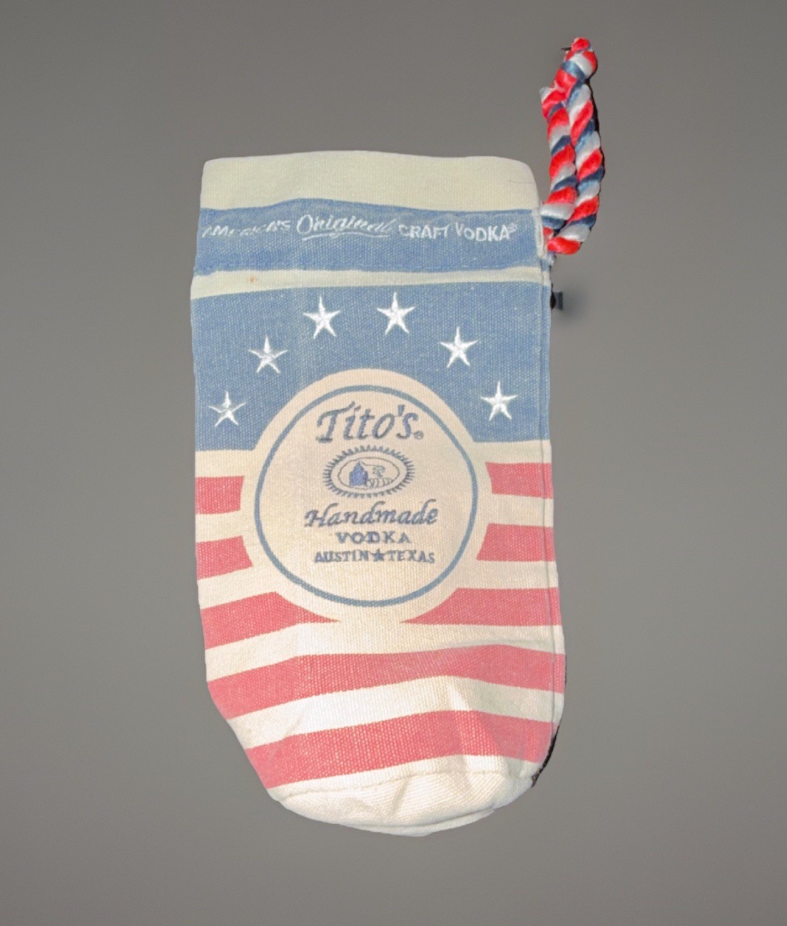Tito’s Fabric Drawstring Reusable Shopping Bag American Flag Pattern