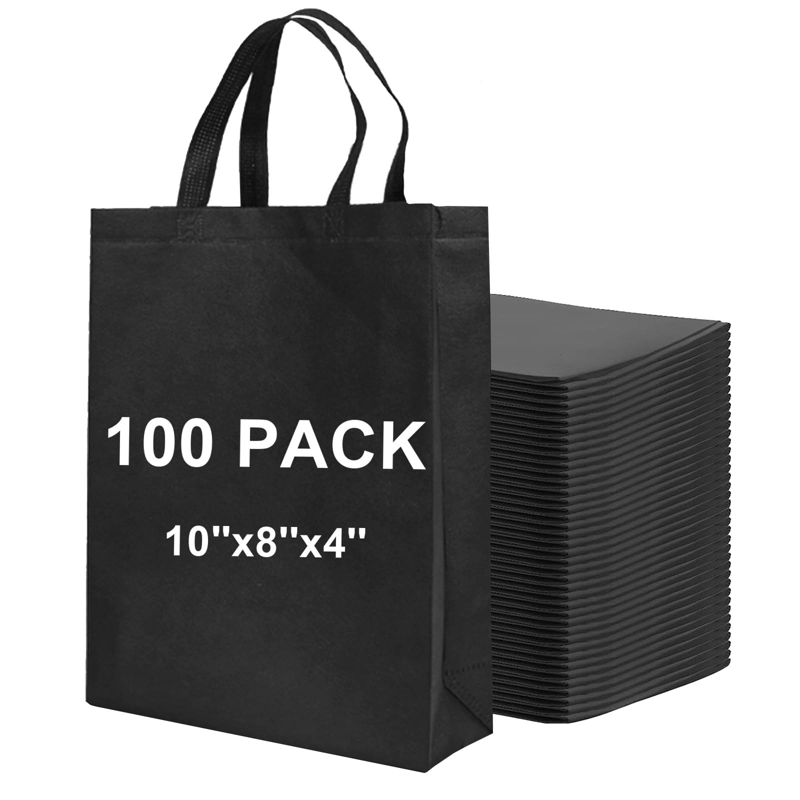 100 Pcs Non Woven Bags Bulk,10x8x4 Inch Reusable Tote Bag with Handles, Porta…