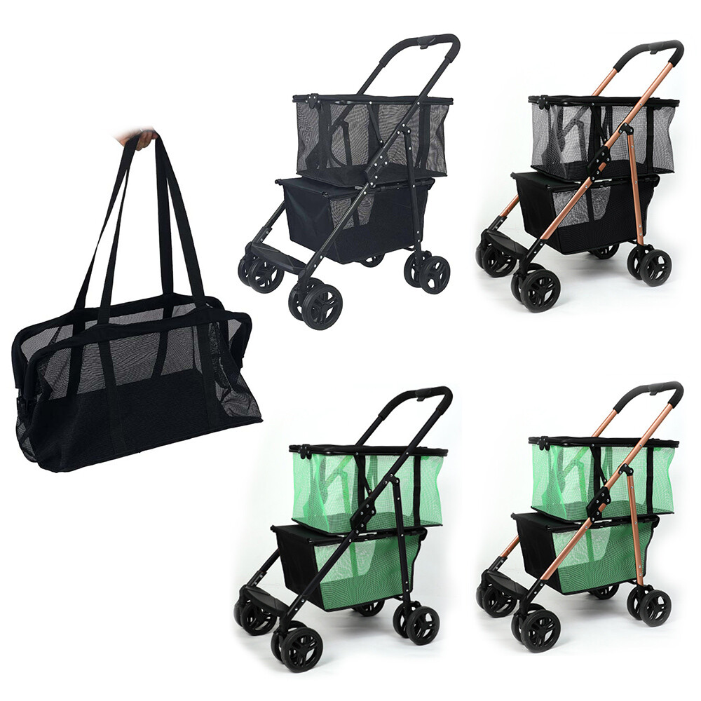 Functional Collapsible Carts Shopping Cart Utility Trolley Cart w/ Swivel Wheels