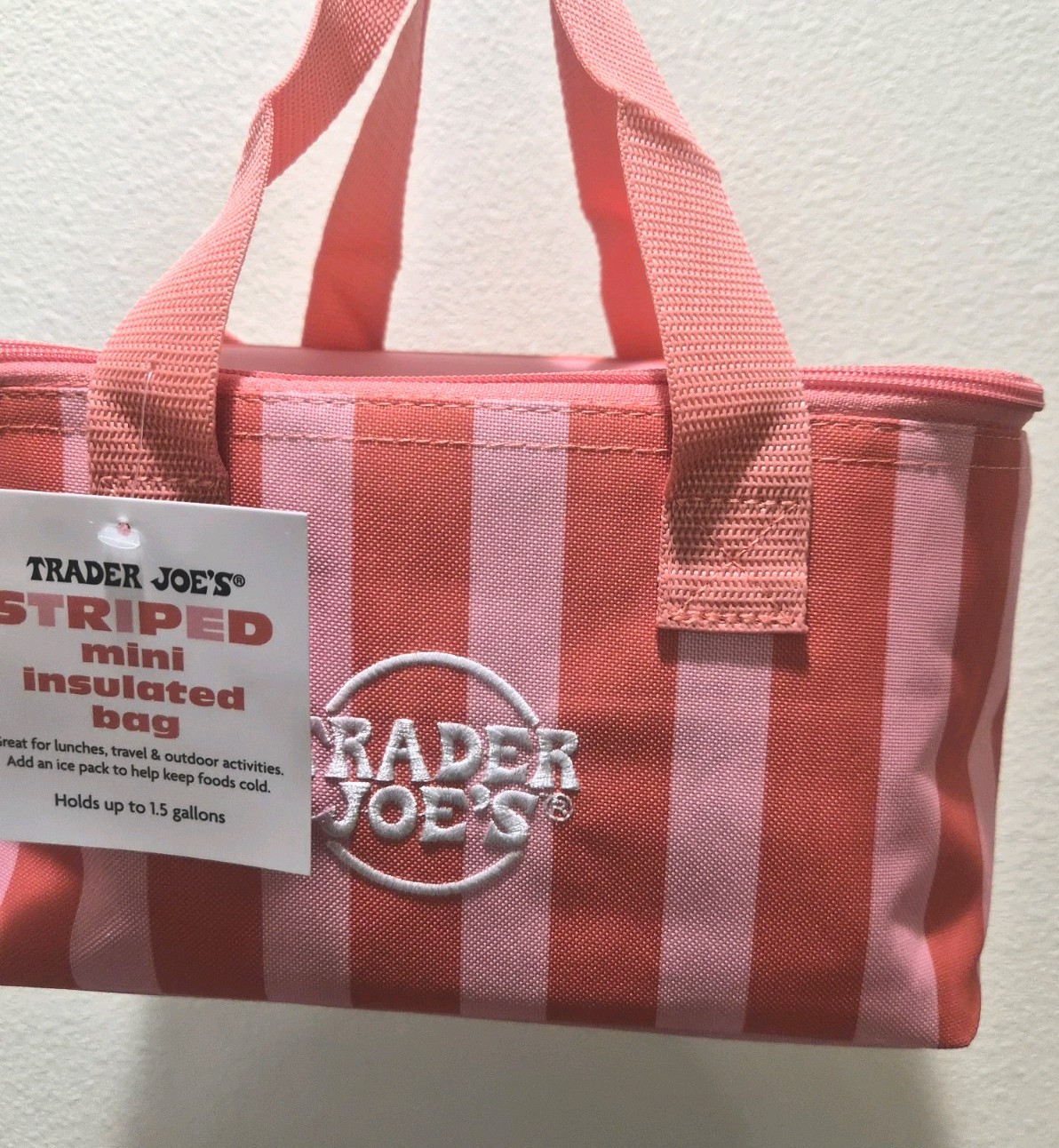 FREE SHIPPING]Trader Joe’s Mini Insulated Bag,SET OF 3:Pink Stripe, Violet, Blue