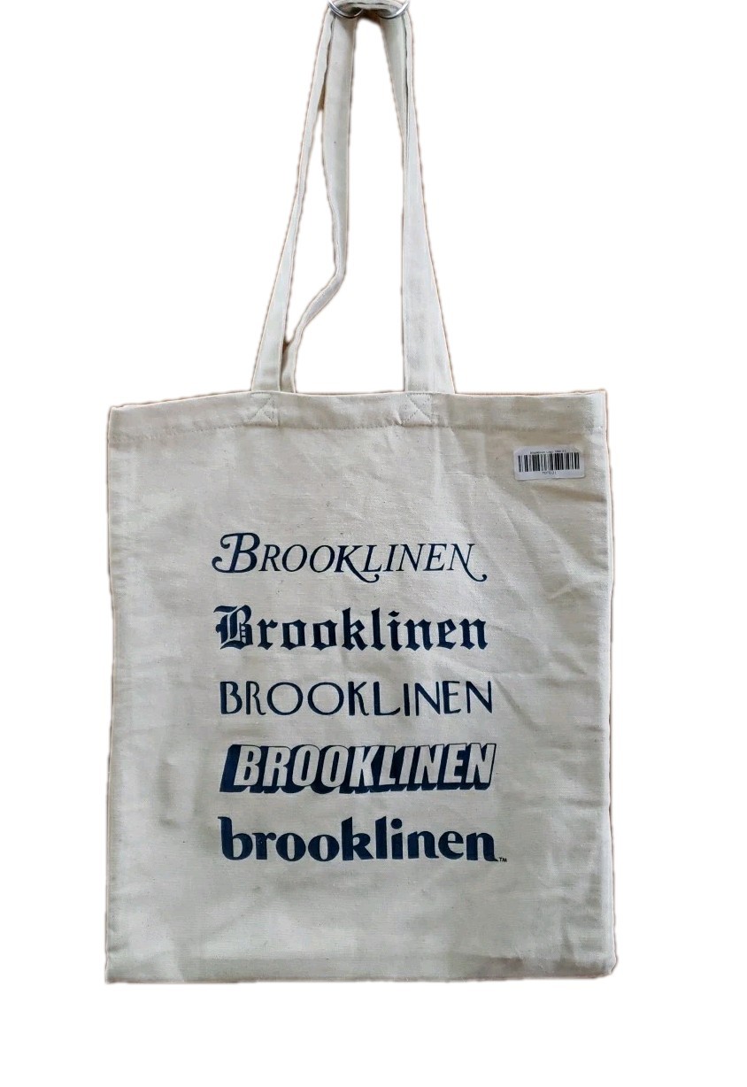 Brooklinen Unisex Tote Bag Grocery Travel Beige Logo 100% Cotton