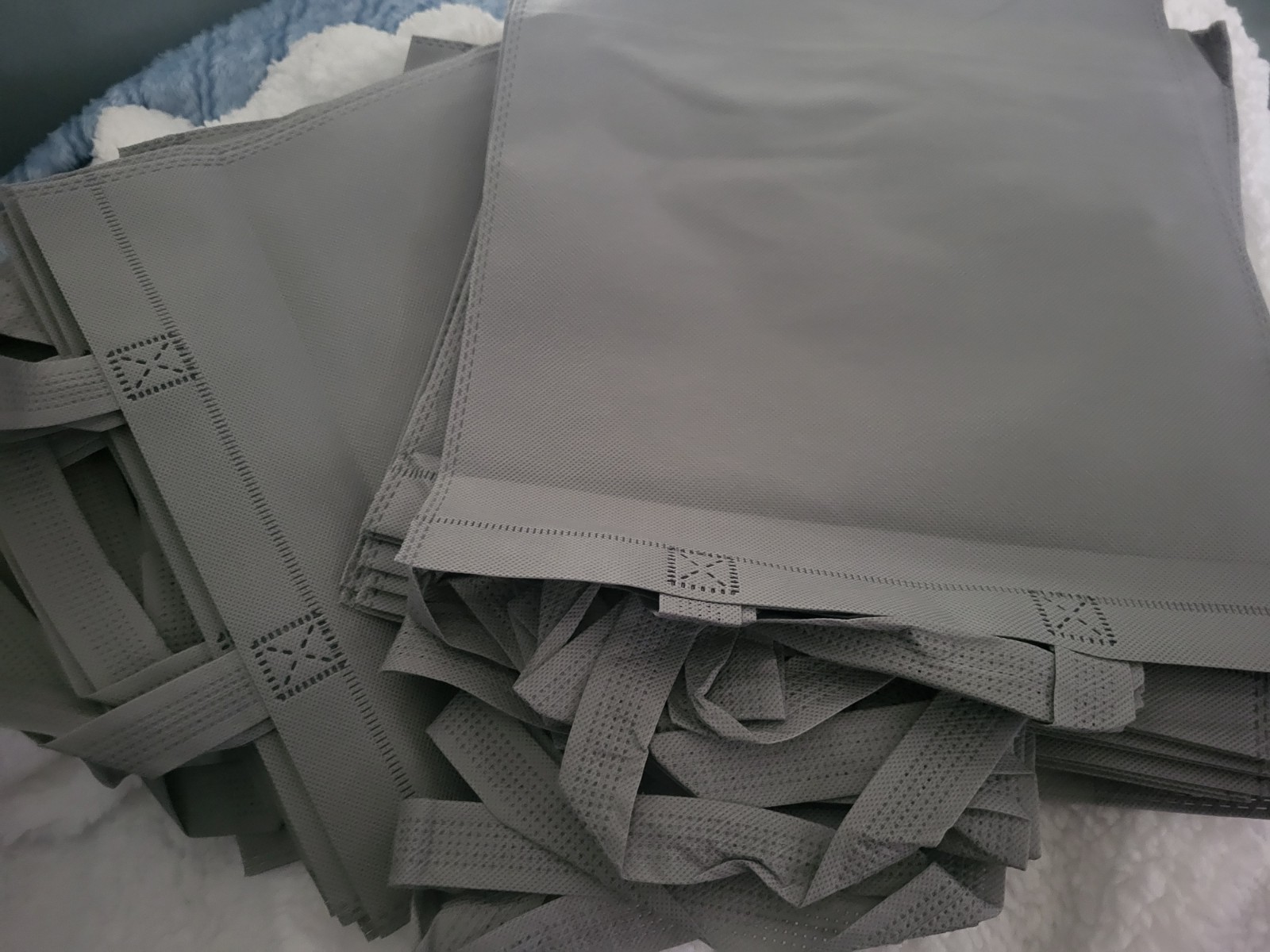 25 Pack Gray Non Woven Reusable Tote Bags 10x12x8 Mini Grocery Wholesale Bulk