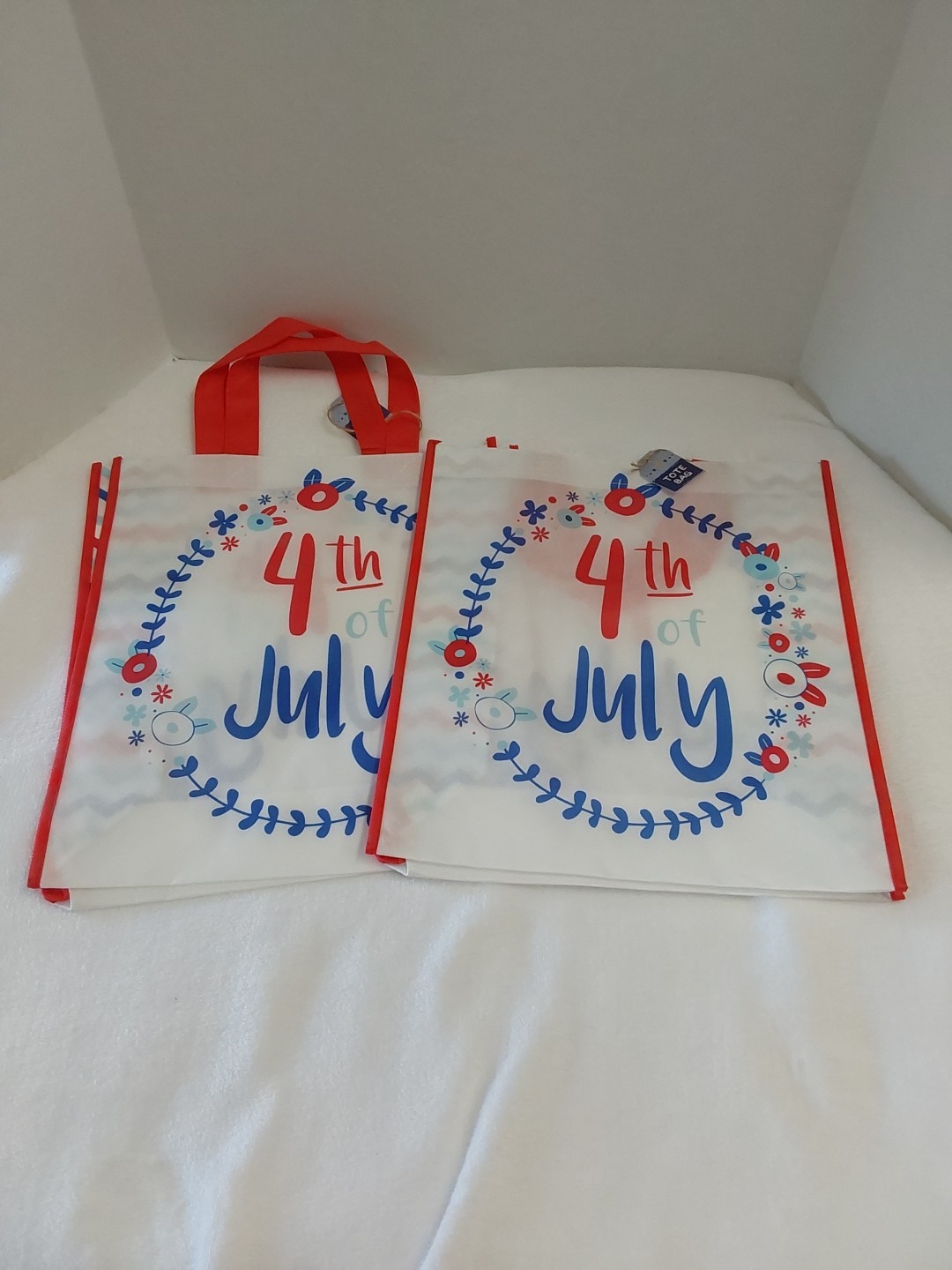 Lot X2 4th Of July Tote Bags W/Handle Red White And Blue BNWT!