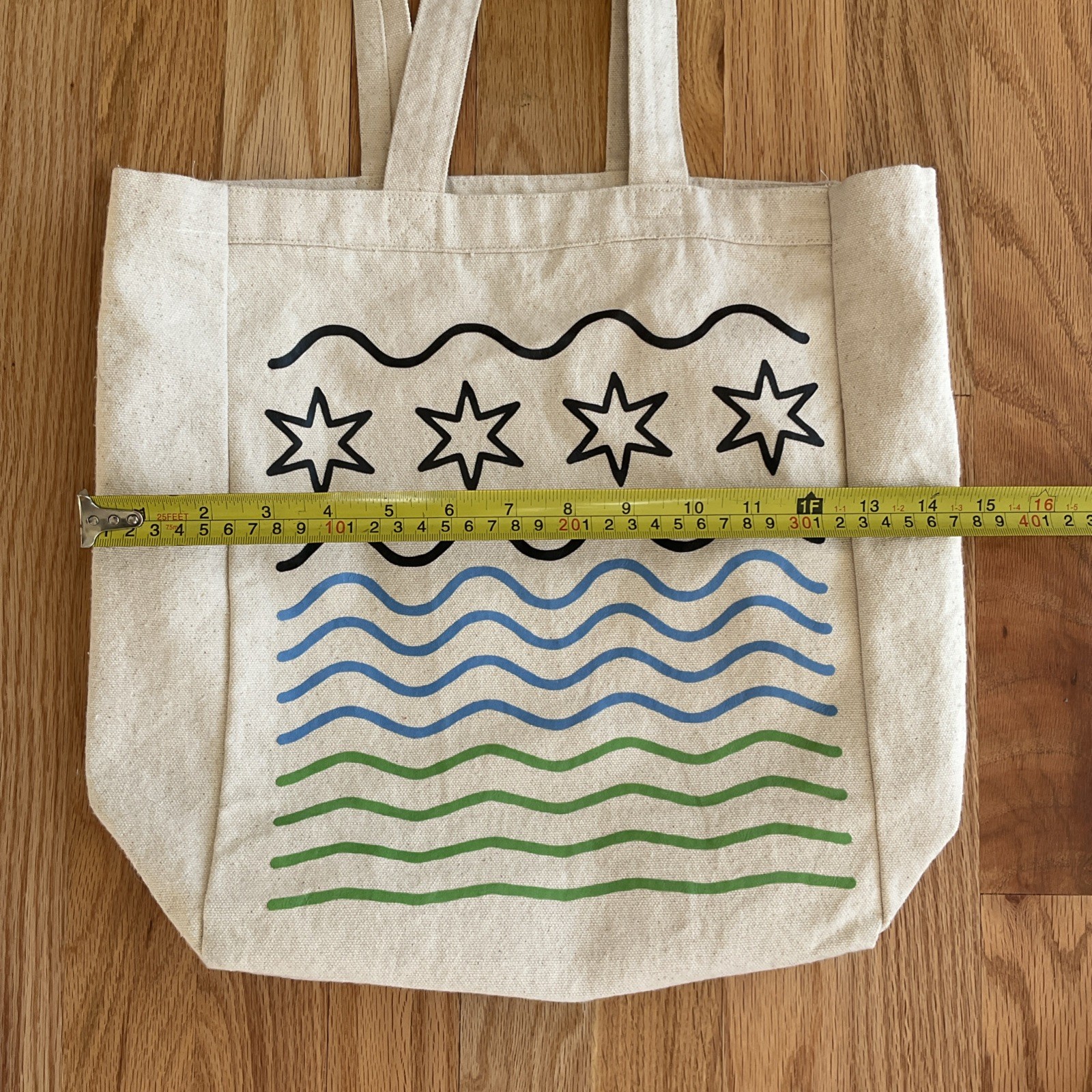 Chicago Canvas Tote Bag Reusable Eco-Friendly Beige Chicago Flag Shopping Bag