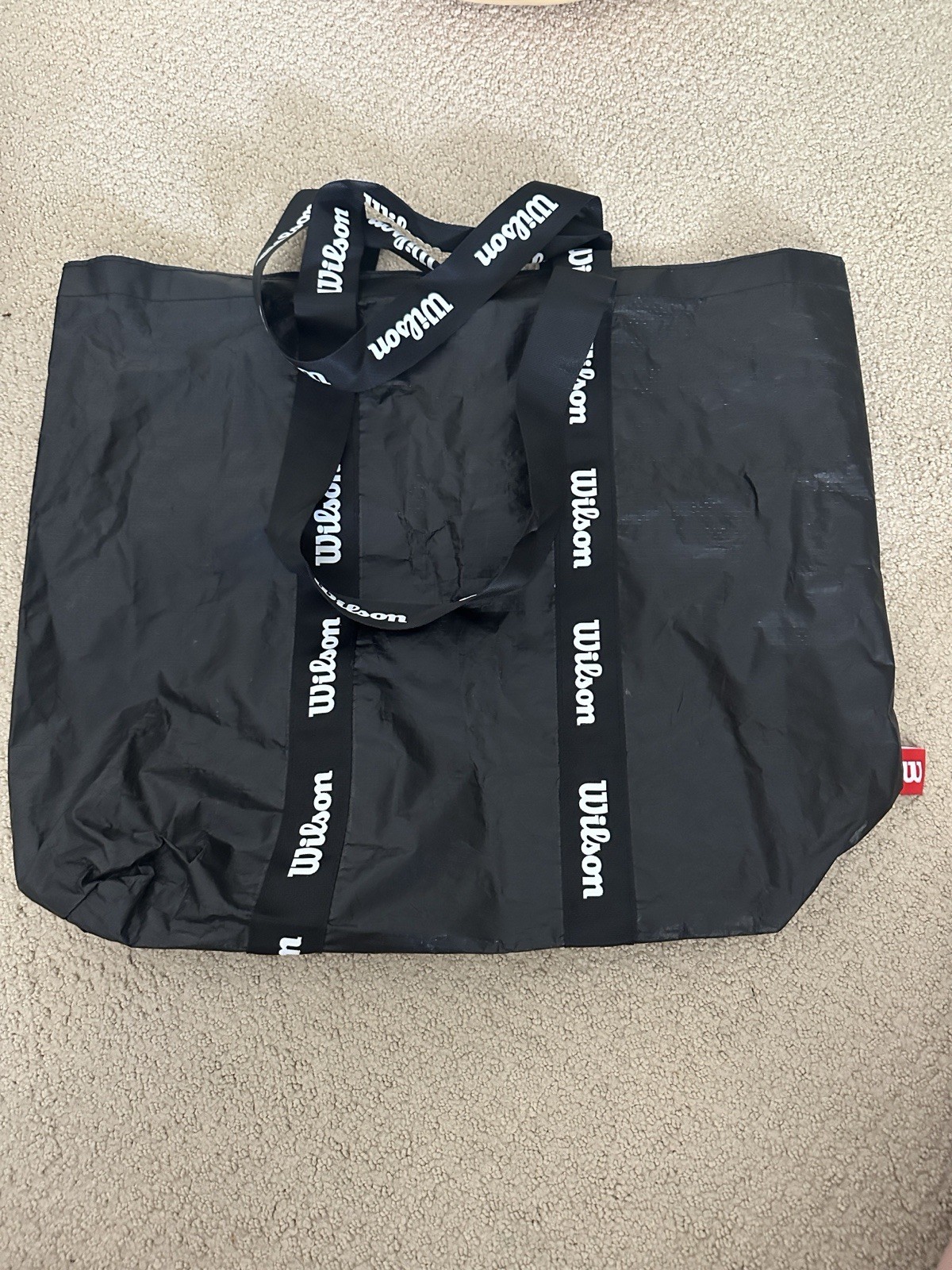 Wilson Black Tote Bag Large Reusable Shopping Gym Travel Carry Bag Tennis