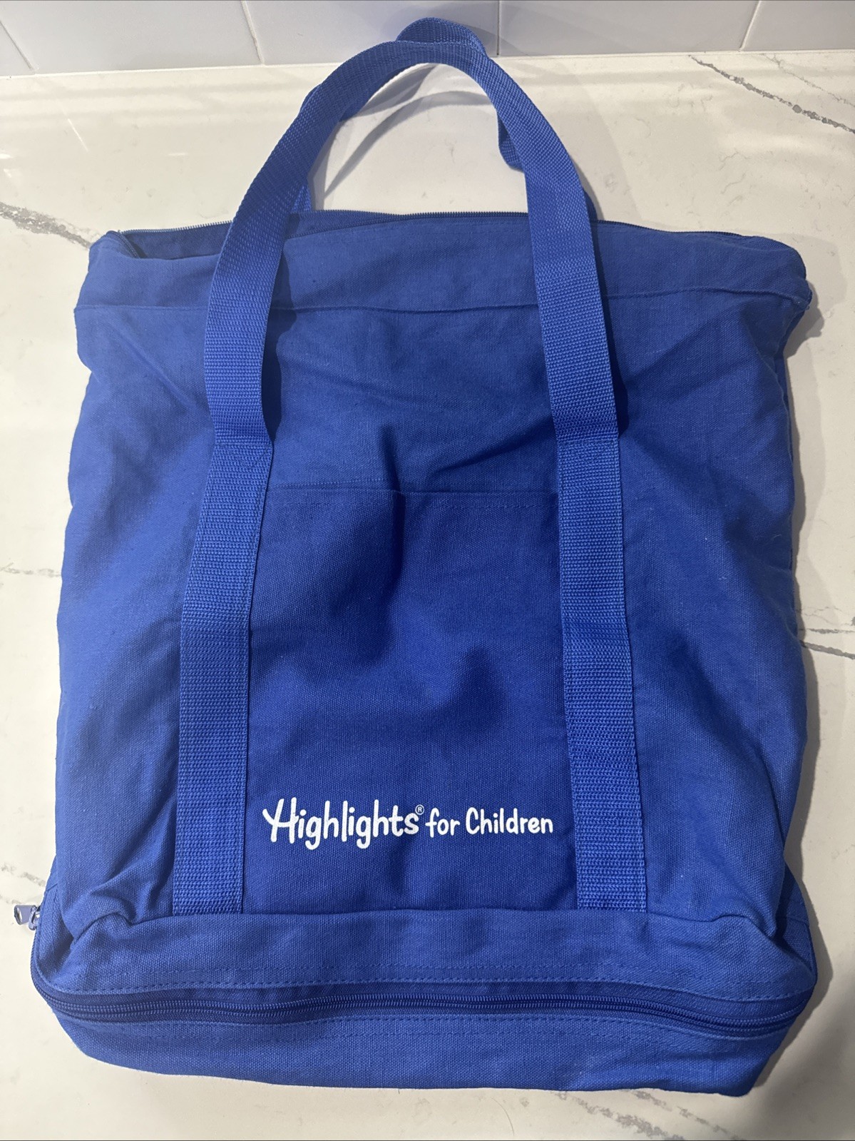 Vintage Highlights For Children Large Blue Tote Bag Lunch Box 20 X 16 Teacher