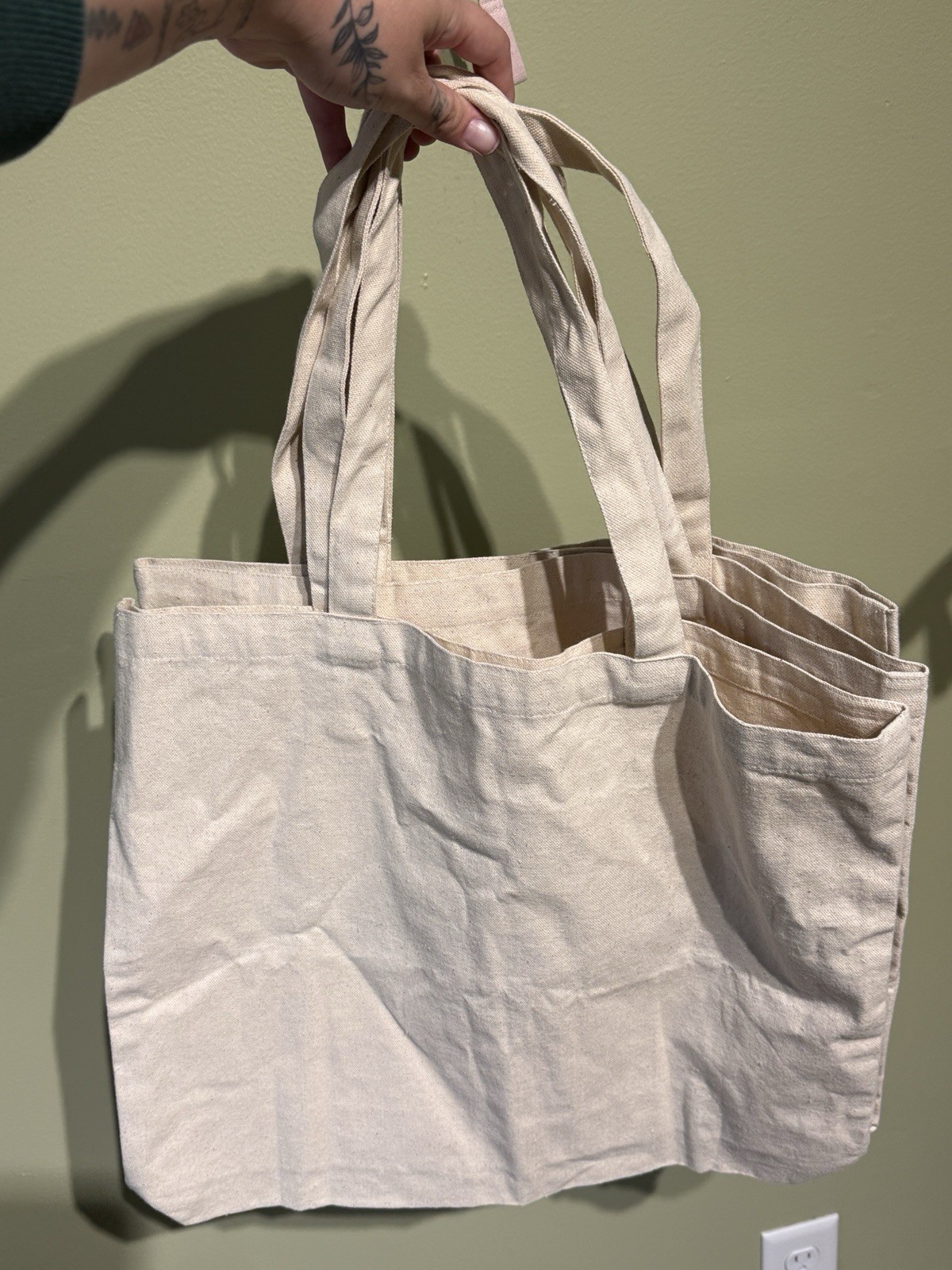 Lot of 3 Blank Cotton Canvas Tote Bags for DIY Craft
