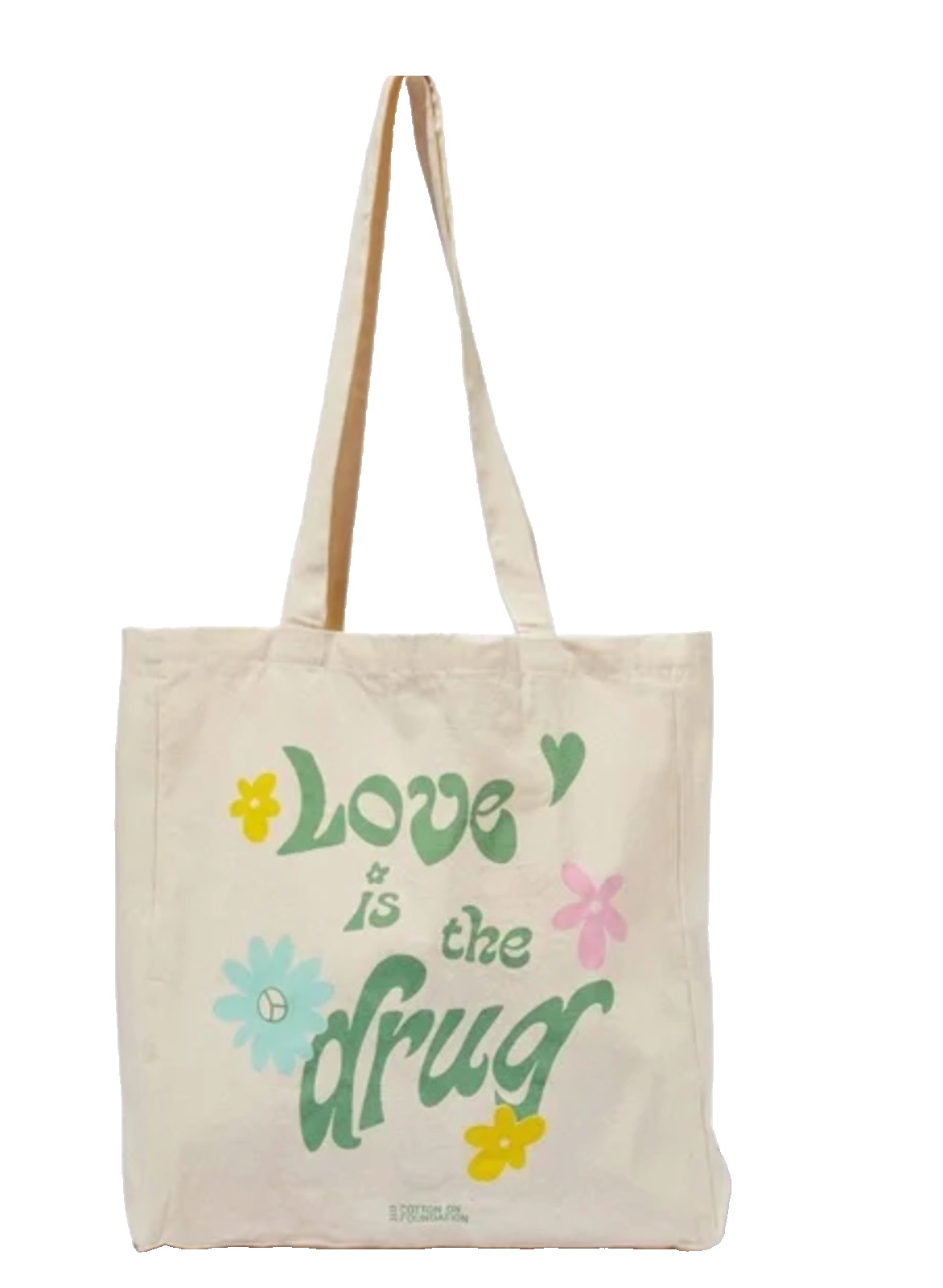 LOT OF 2 RARE Cotton:On Organic Tote Bag “Love is the Drug” Reusable Grocery NEW