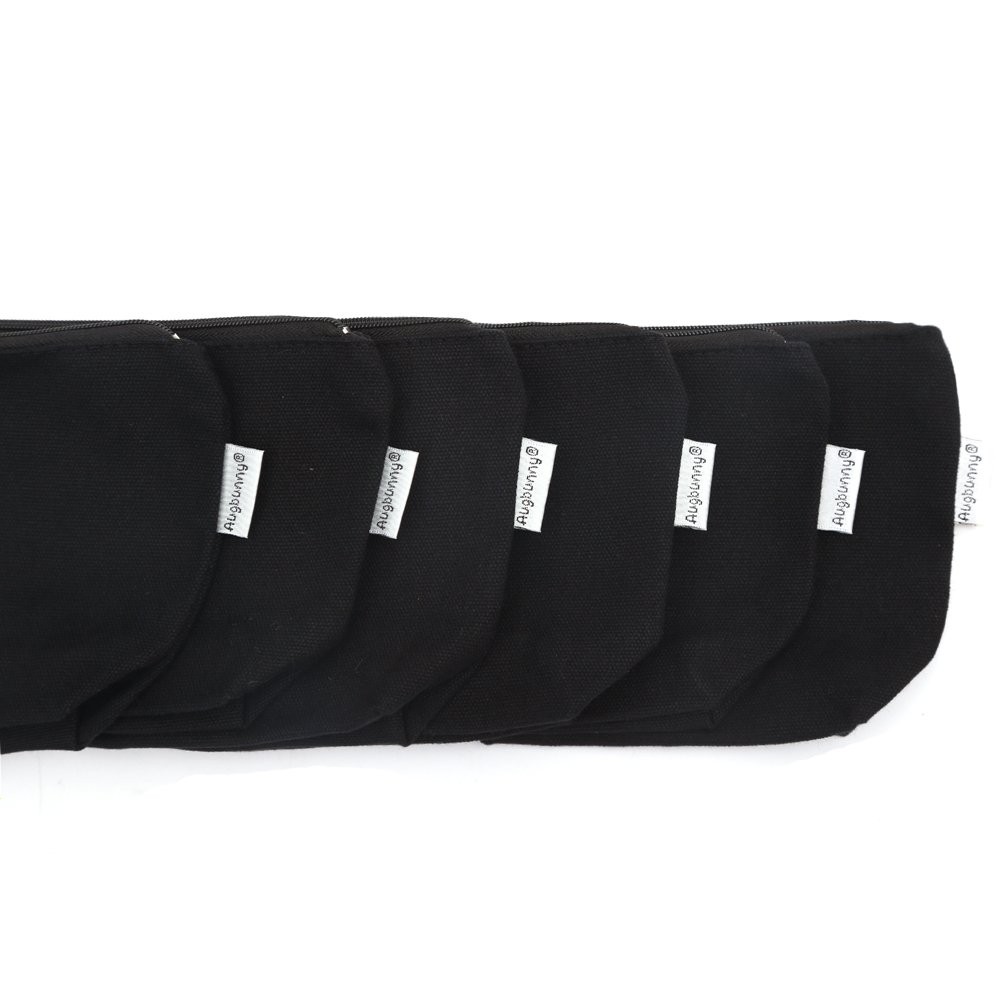 Augbunny 100% Cotton 12oz Canvas Zipper Cosmetic Makeup Jewlery Pouch Black