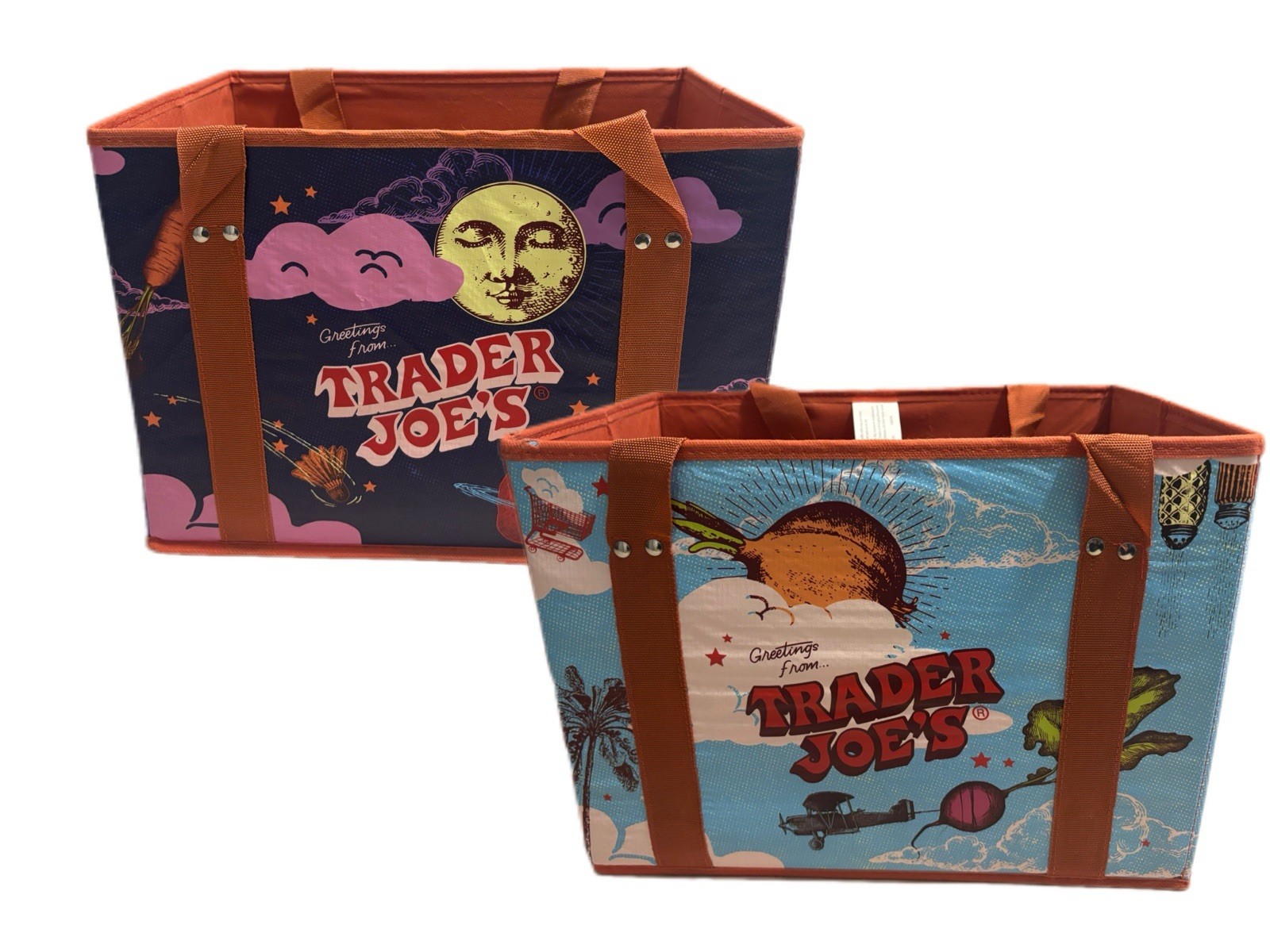 (4 Bags) NEW Trader Joe’s Stand-Up Collapsible Grocery Tote Bag