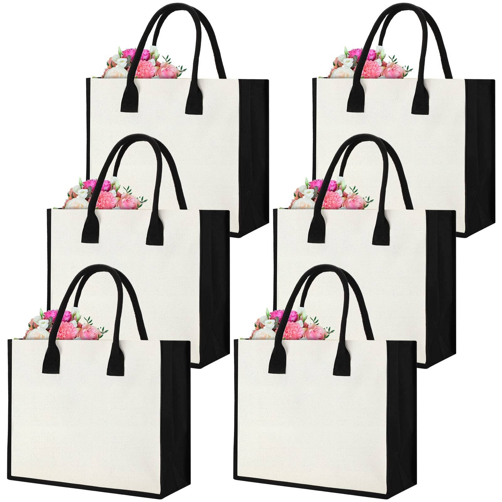 Reginary 6 Pcs Bridesmaid Bags Bulk Initial Canvas Tote Bags with Handles Per…