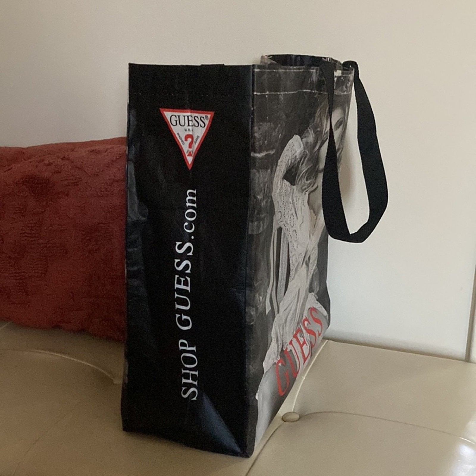 GUESS JLo Reusable Shopping Bag Jennifer Lopez Black and White Vintage Tote Bag