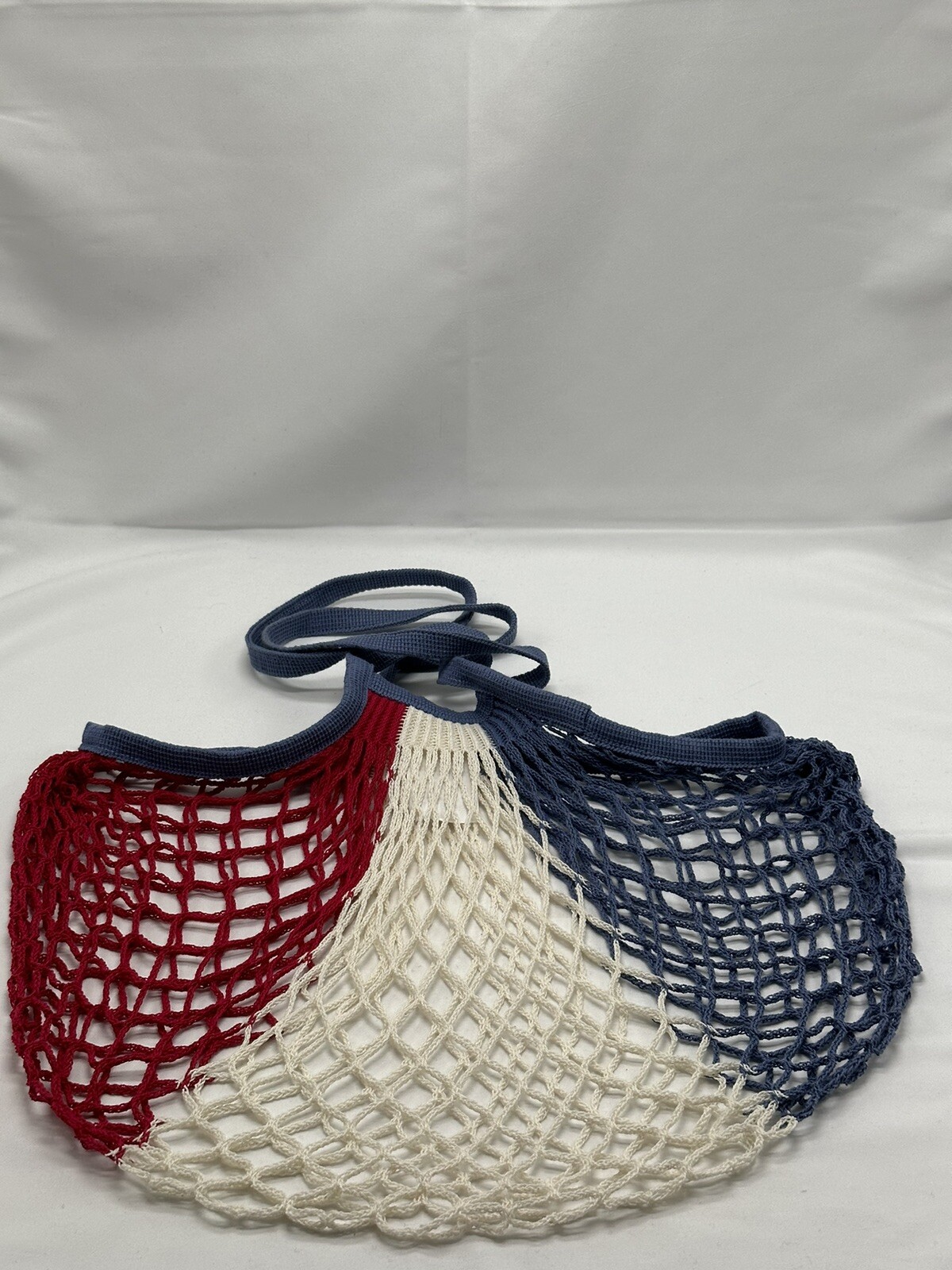 Flit Day/ Night Crocheted Shopping Bag From France. Red, White and Blue