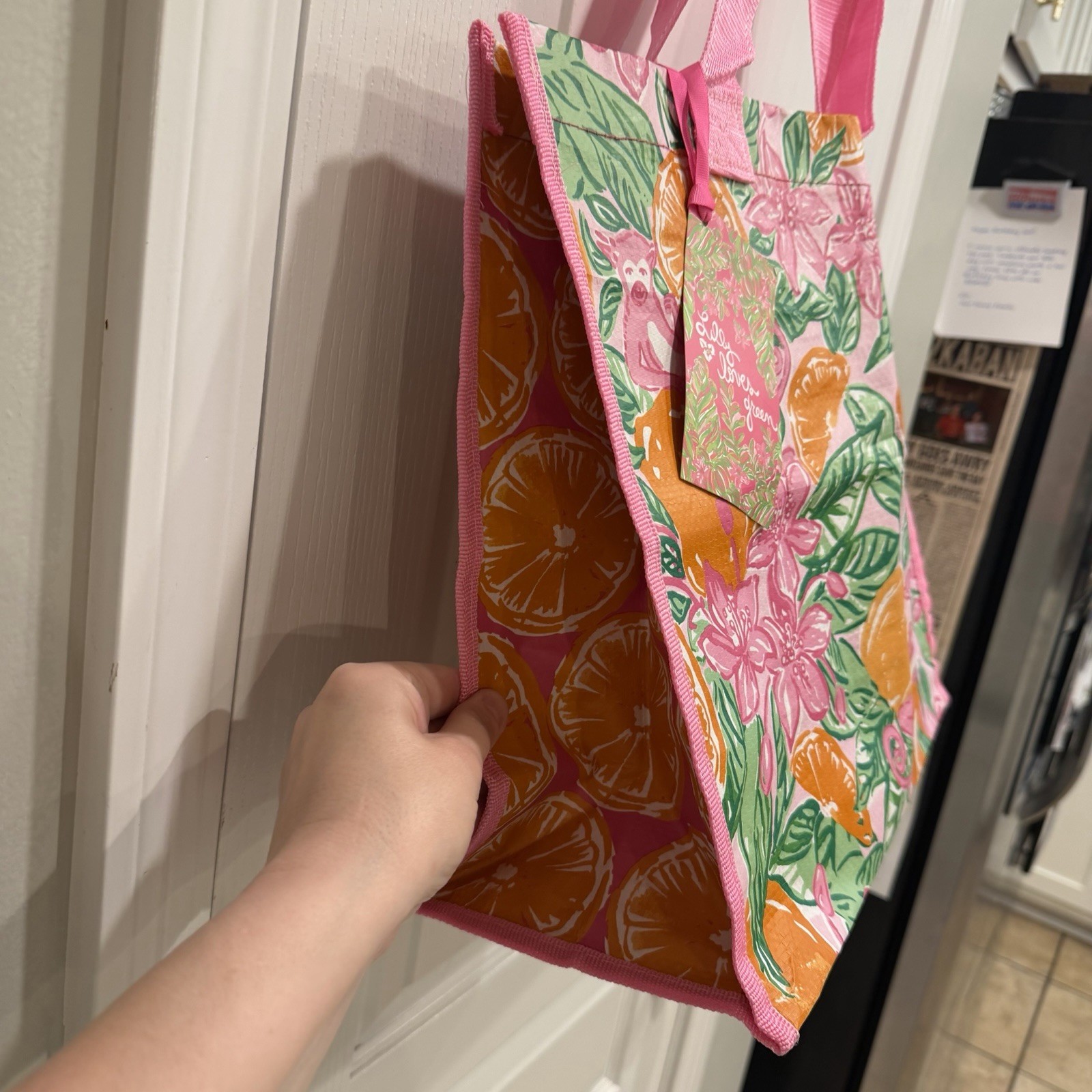 NWT Lilly Pulitzer Market Tote Bag Red Right Return Reusable Sailboats Preppy