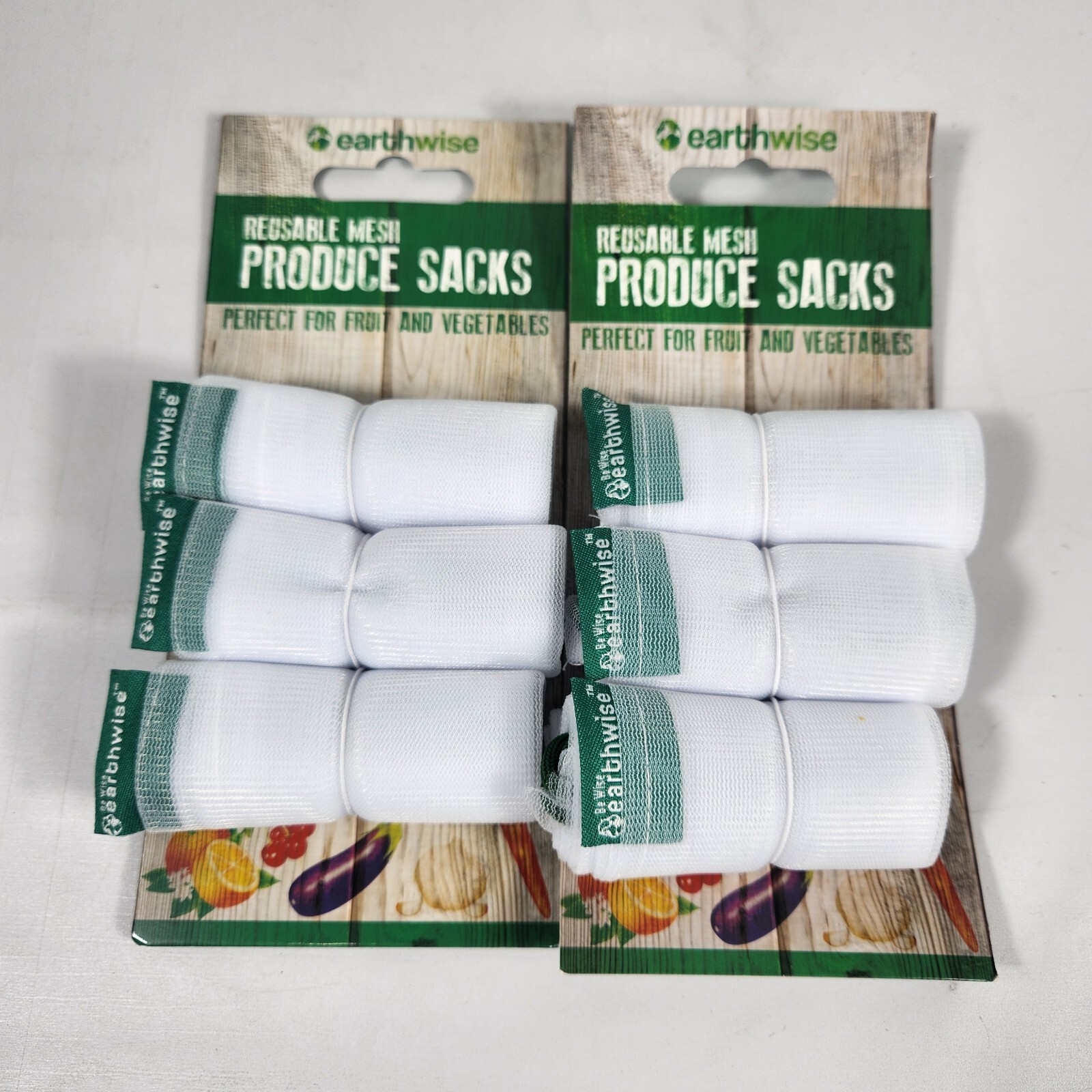 Lot 6 Earthwise Reusable Mesh Drawstring Produce Bags Sacks Fruit Vegetables