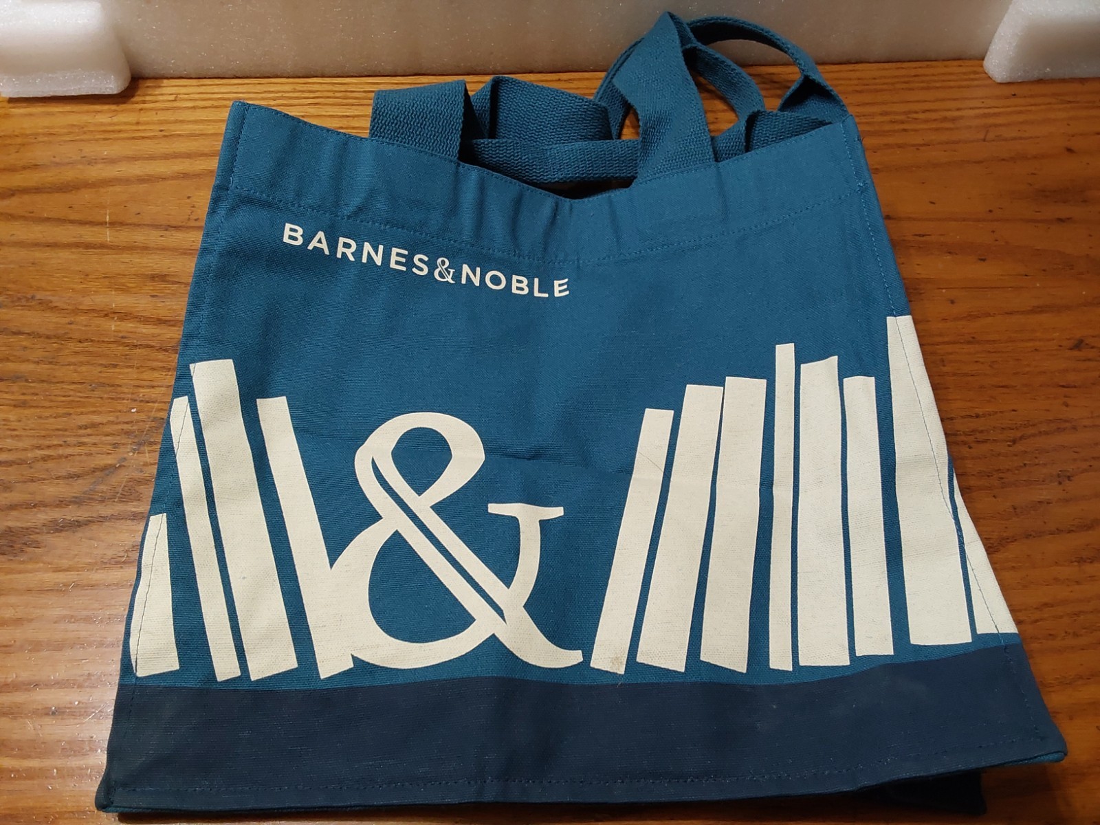 Barnes and Noble Blue White Tote Bag Canvas 100% Cotton Organic 14”