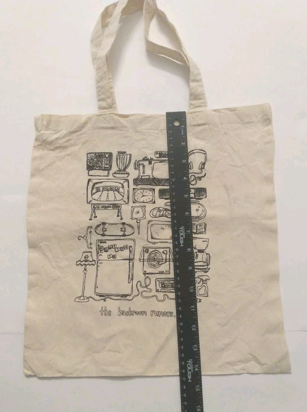 Q-Tees The Backroom Rumors Cotton Cream Doodle Cotton Tote Bag 14″ x 14″