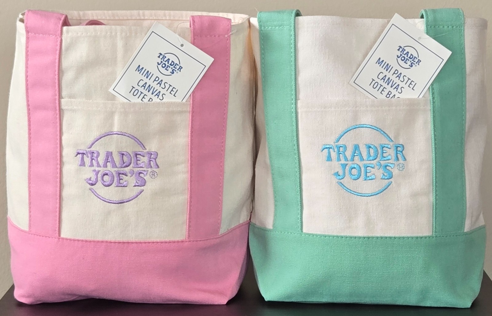 Trader Joe’s 2026 Striped Mini Tote 9 Pc Bundle FREE SHIPPING Canvas & Insulated