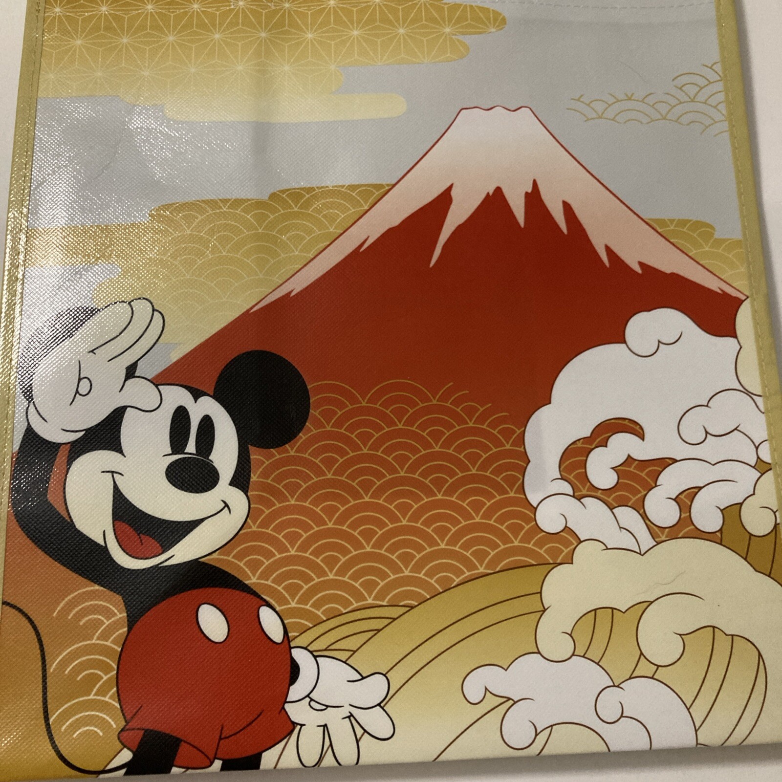 Disney Store Tokyo Japan Mickey Mouse Mt Fuji Tote Bag Ocean Waves Shopper New