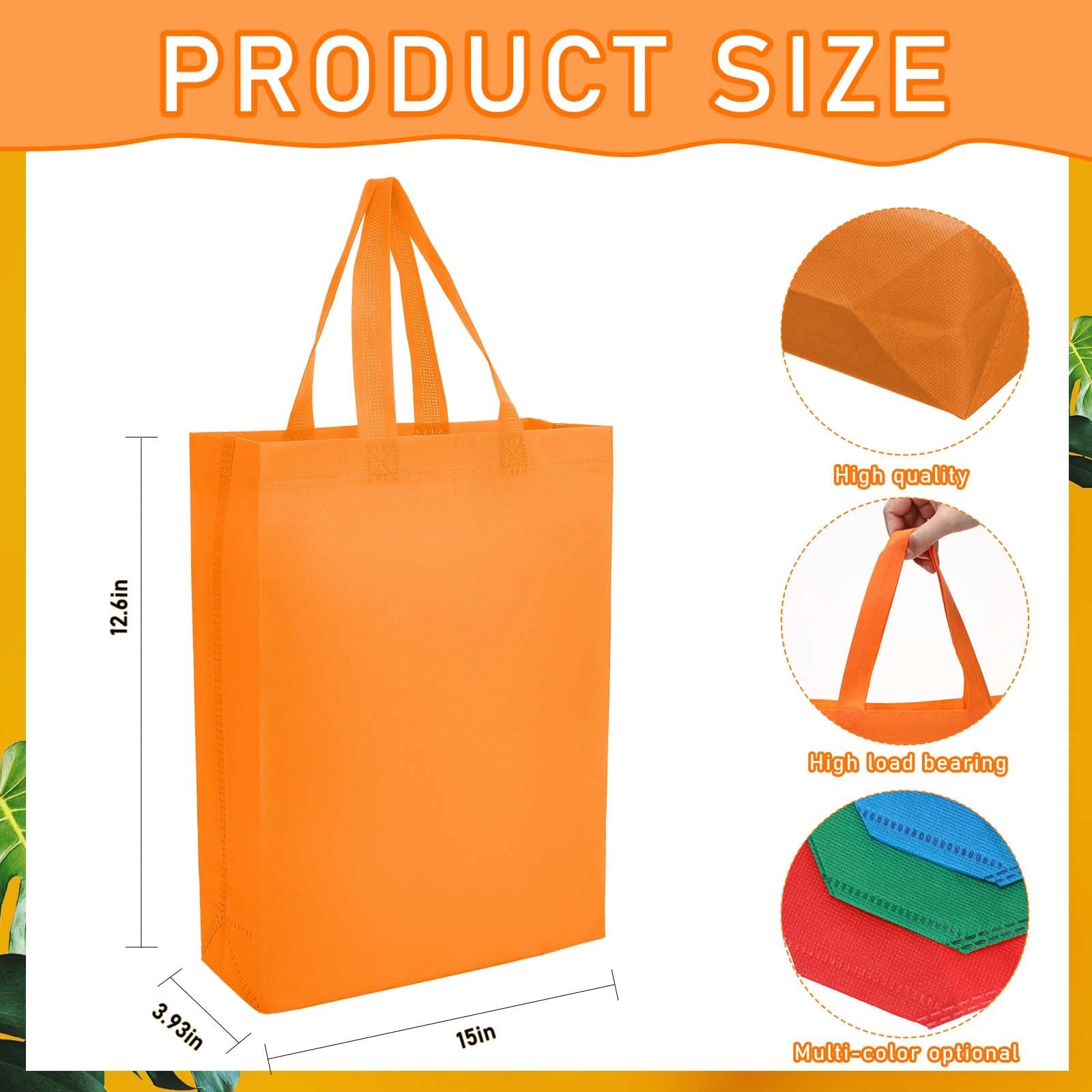 80 Pieces Reusable Grocery Bags Bulk Non Woven Tote Bags Multicolor Gift Shop…