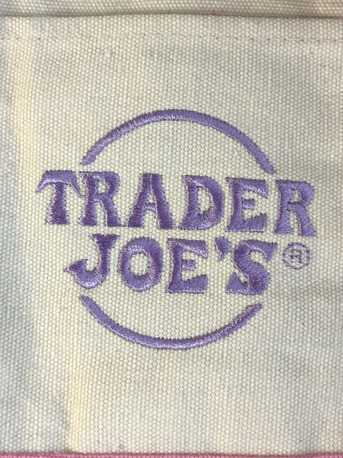 Trader Joe’s Pastel Pink Canvas Mini Tote Bag Embroidered Double Handles