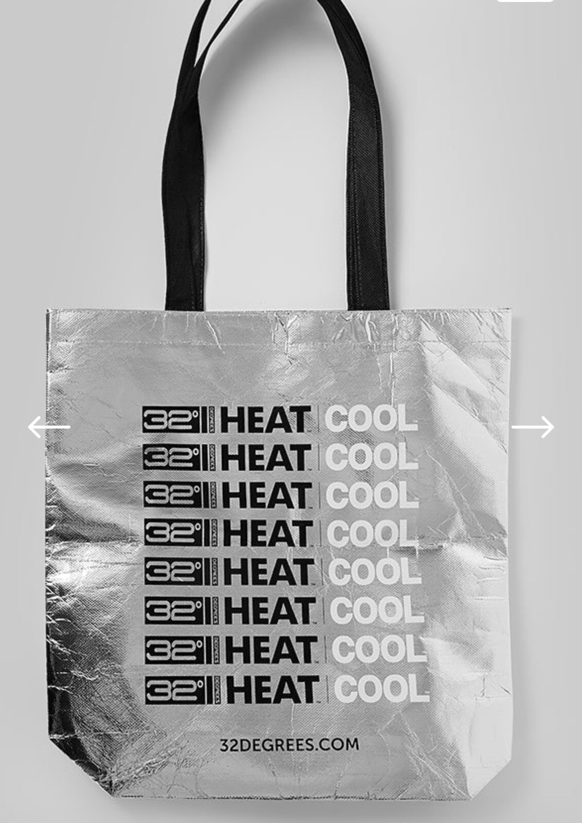 32 Degrees Silver Tote 15×12 NEW