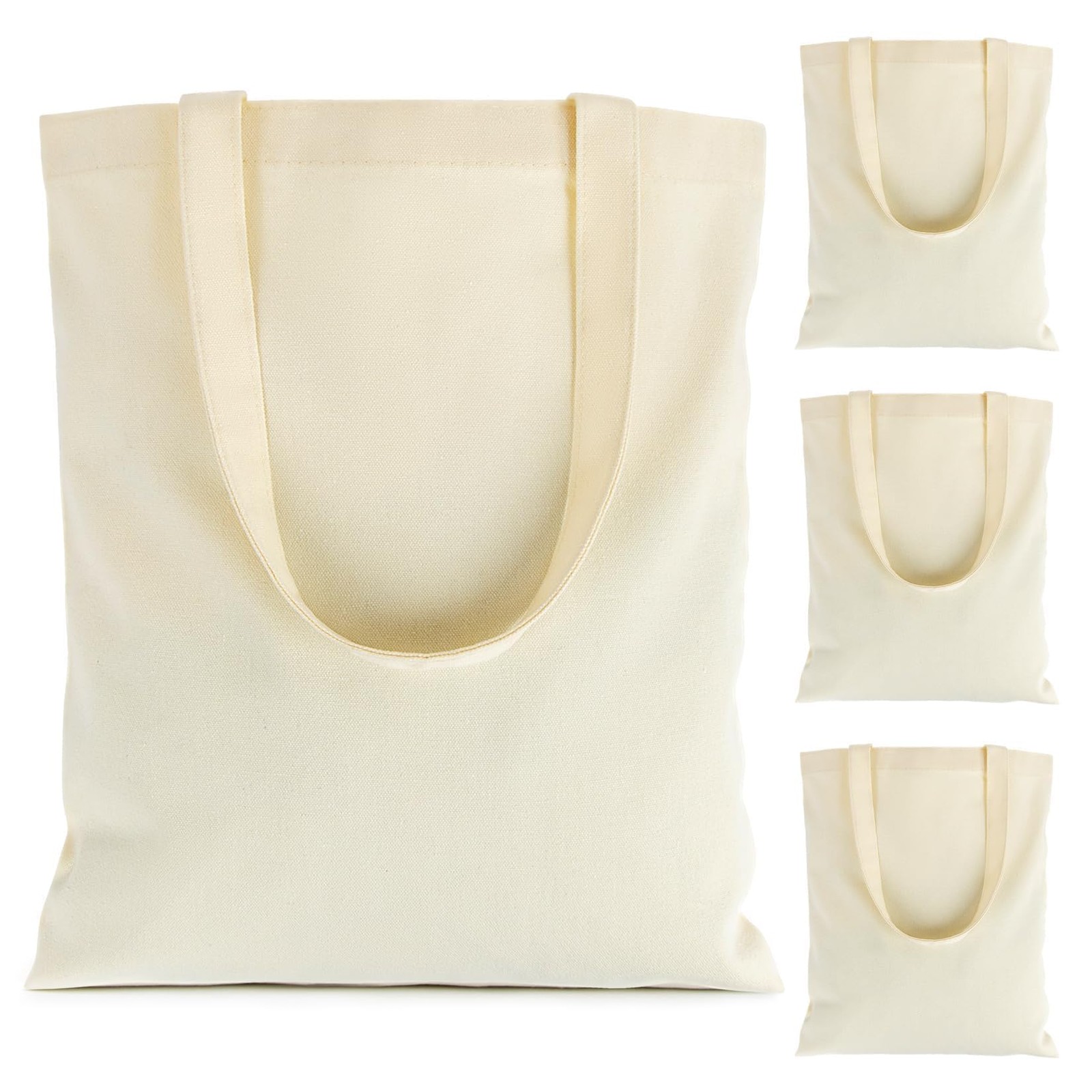 Canvas Tote Bag 4 PCS Cotton Canvas Reusable Grocery Shopping Blank Tote Bag…
