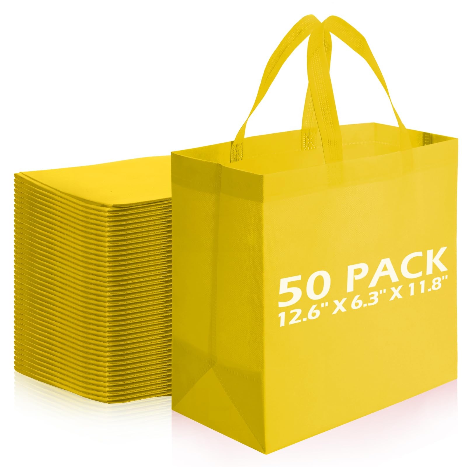 50 Pieces Reusable Totes Bag Bulk Shopping Bags Non Woven Grocery handbag wit…
