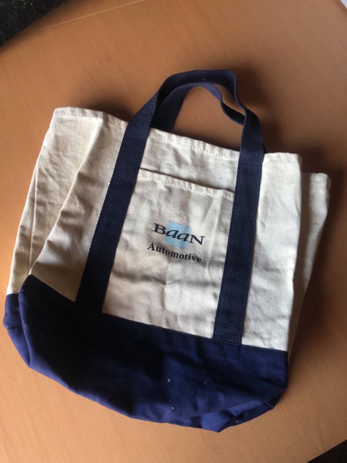 Baan’s Canvas Reusable Bag Heavy Cotton Basic Style Shopping Navy Large