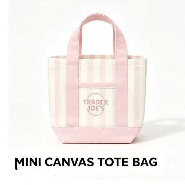 Trader Joe’s Mini Pastel Stripe Canvas Tote Bag Limited Edition Set Of 4
