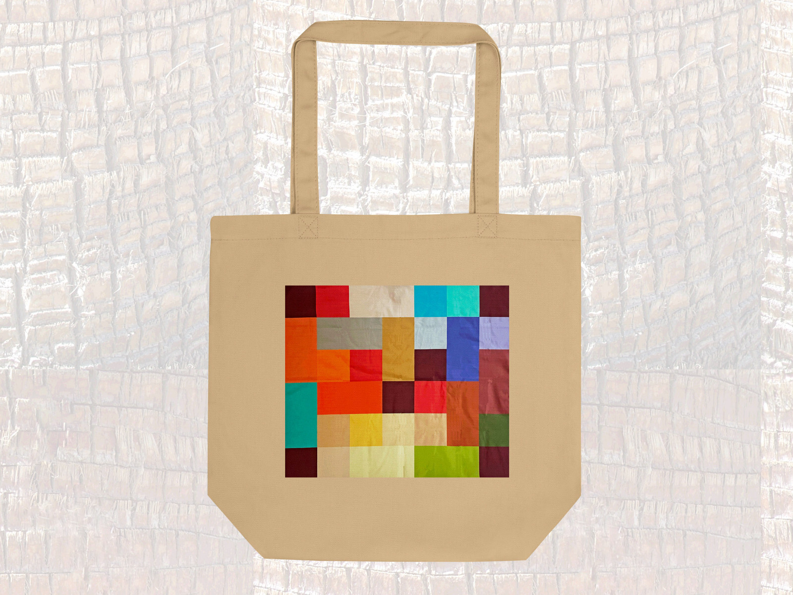 Quilt Geometry Color Blocks Tote Bag Eco-Friendly Organic Cotton Luxury Shopping