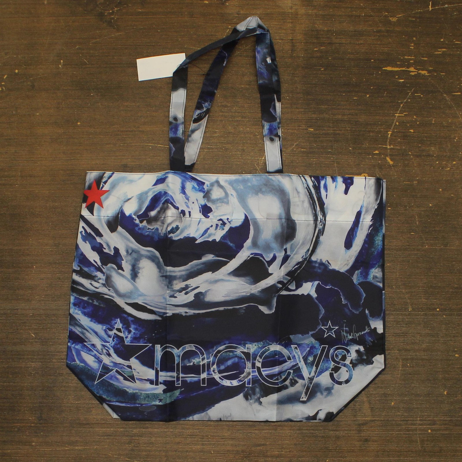 MCYS X Oceancycle Packable Reusable Shopping Tote Blue Wave 20 in. x 16 in.