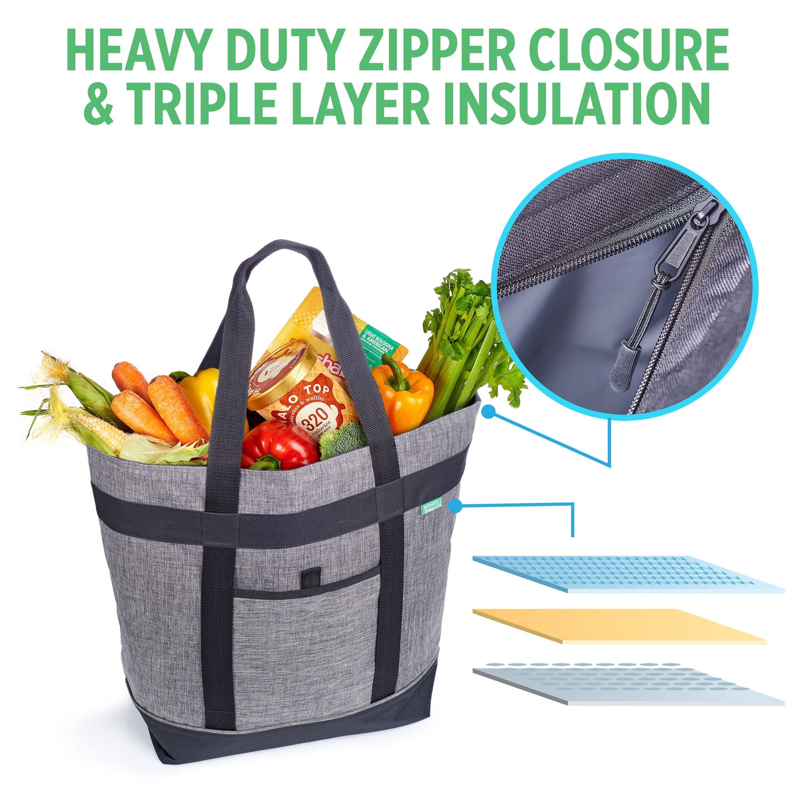 Jumbo Insulated Cooler Bag (Charcoal) with HD Thermal Insulation – Premium, C…