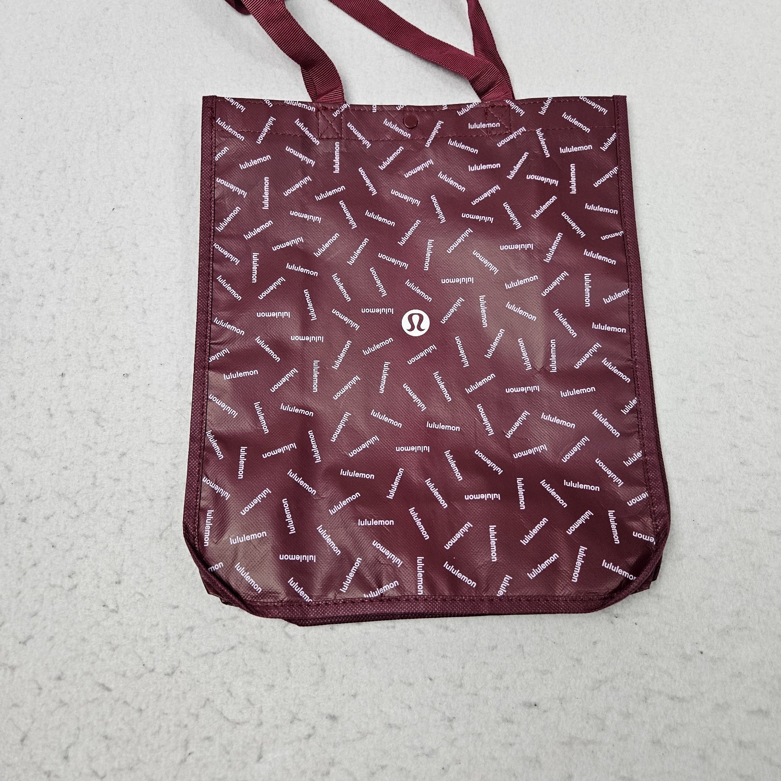 Lululemon Reusable Shopping Bag Red Logos All Over Print Tote Lunch
