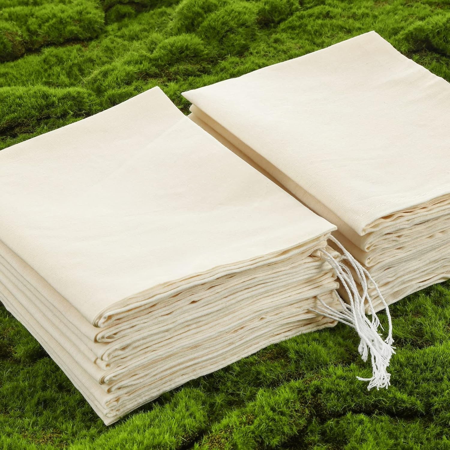 50 Pcs 12×15 Cotton Bags Drawstring Reusable Storage Pouches